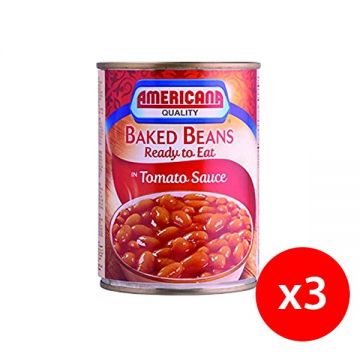 Americana Canned Baked Beans In Tomato Sauce 3x400gm