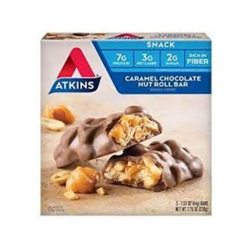 Atkins Caramel Choco Nut Roll Bar 5x44gm