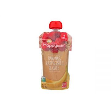 Happy Family Baby Food Banana Raspberry Oats 113gm