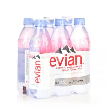 Evian Natural Mineral Water 6x500ml