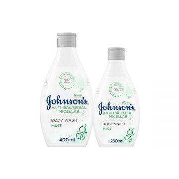 Johnsons Antibacterial Bodywash Mint 400ml+250ml