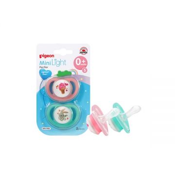 Pigeon 2 Pc Mini Light Pacifier For Girl -small