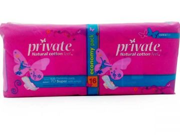 Napco Sanitary Napkin Private Clip Extra Thin Maxi 16