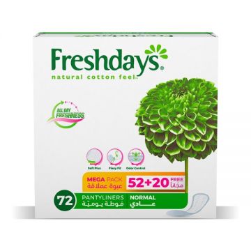 Freshdays Normal Pantiliners 52+20 Pads