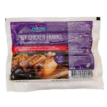 Emborg Frozen Chicken Franks Spicy 340gm