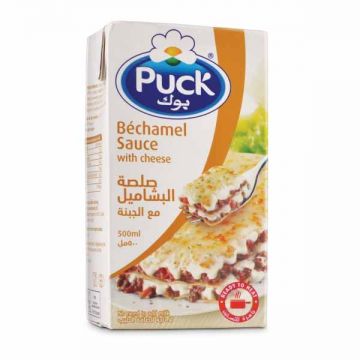 Puck Bechamel With Cheese Sauce