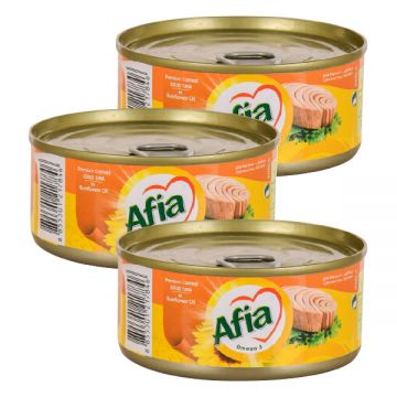 Afia Canned Light Meat Tuna Solid In Sunflower Oil 3x160gm