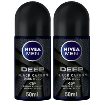 Nivea Deo Roll On Deep Carbon 2x50ml