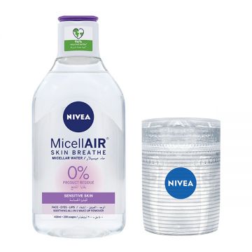 Nivea Micellar Water Make Up Remover 400ml+cotton Pads