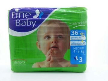 Fine Baby Green Medium Economy Diaper 4 9Kg 36