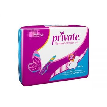 Private Sanitary Napkin Tri Fold Super 50 Count