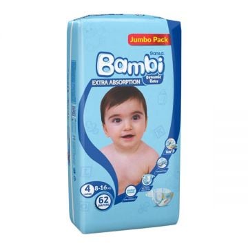 Bambi Baby Diaper Jumbo Size # 4 Large 62 Count