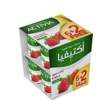 Activia Yoghurt Full Fat With Strawberry 6+2x120gm