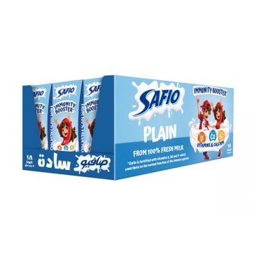 Safio Uht Flavored Milk Plain 185ml Pack Of 18