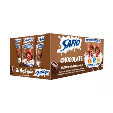 Safio Uht Flavored Milk Chocolate 185ml Pack Of 18