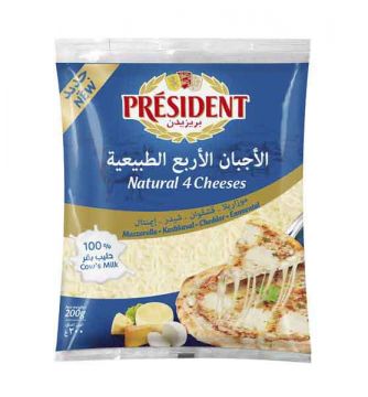 President Shredded 4 Cheeses 200gm