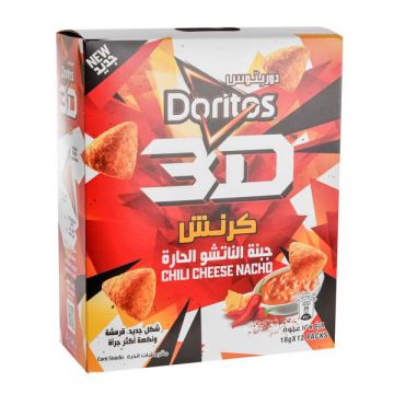 Doritos 3d Chili Cheese Nacho Chips 18gm Pack Of 12