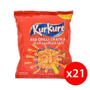 Kurkure Chips Red Chilli Chatka 16gm Pack Of 21