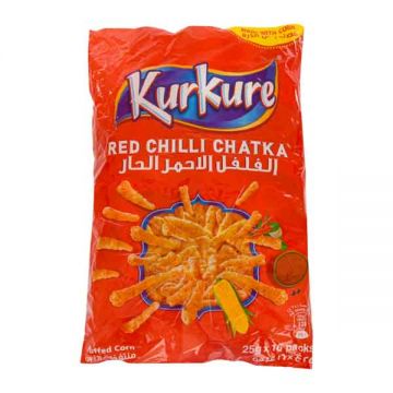 Kurkure Chips Red Chilli Chatka 25gm Pack Of 16