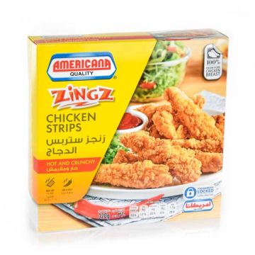 Americana Frozen Chicken Strips Hot 320gm