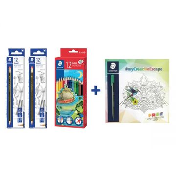Staedtler Norica Pencil 24pcs+color Pencil 12pcs+color Book -stp-pack-337