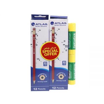 Atlas Pencil 4b 2x12pcs+glue Stick 2pcs -asp-pack-26