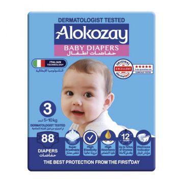 Alokozay Premium Baby Diapers Size 3 88s