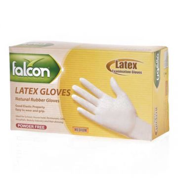 Falcon Latex Glove Powder Free Medium 100