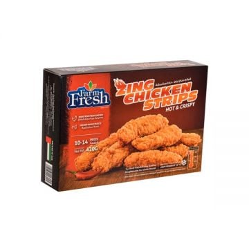 Farm Fresh Frozen Zing Chicken Strips Hot & Crispy 420 Gm