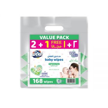 Wow Baby Wipes 2+1x56 Count