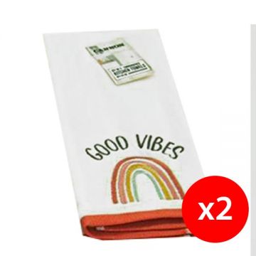 Cannon Kitchen Towel Embroidereds Rainbow 2pc