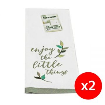 Cannon Kitchen Towel Embroidereds Leaves 2pc