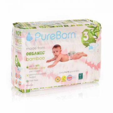 Pure Born Diaper Size 3 Nappy 5.5 8Kg