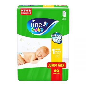 Fine Baby Newborn Diaper Small Size # 1 Pack Of 60 Pieces