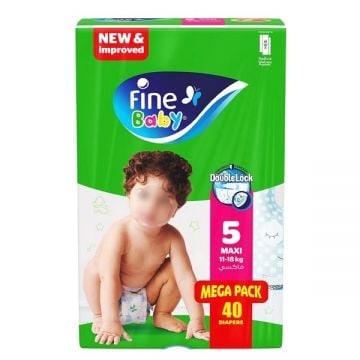 Fine Baby Diaper Mega Pack Maxi Size # 5 Pack Of 40 Pieces