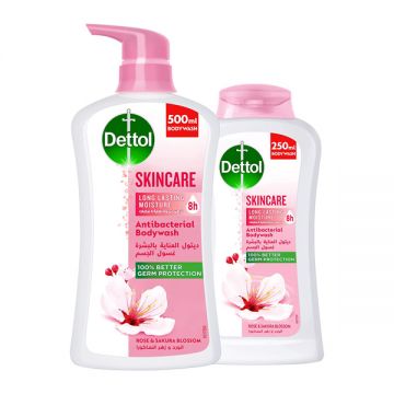 Dettol Shower Gel Skincare 500ml+250ml Free