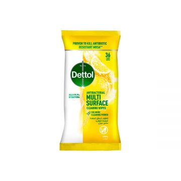 Dettol Antibacterial Multi Surface Cleaning Wipes Lemon 36 Count