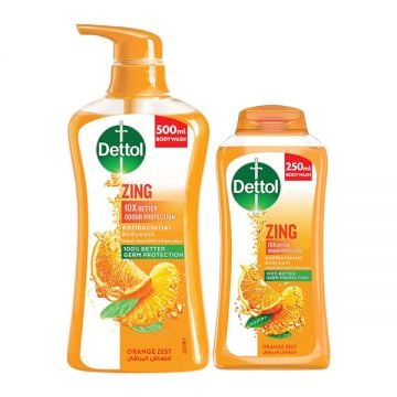 Dettol Shower Gel Zing 500ml+250ml Free