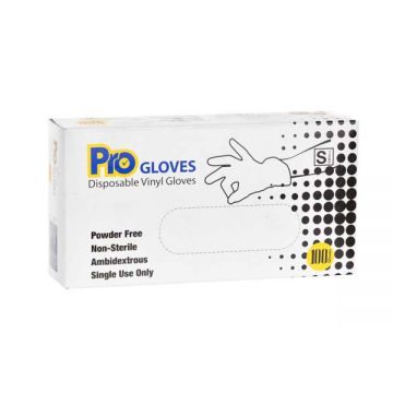 Pro Vinyl Disposable Powder Free Gloves Small Size 100 Pieces