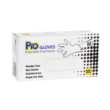 Pro Vinyl Disposable Powder Free Gloves Medium Size 100 Pieces