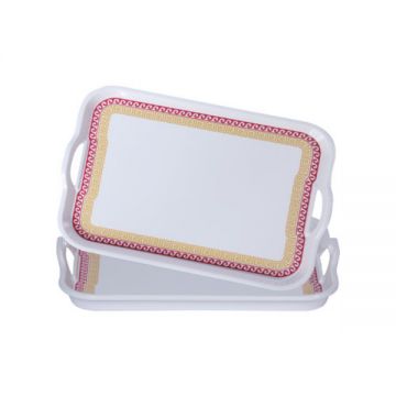 Flamingo Melamine Handle Tray 2pc Set