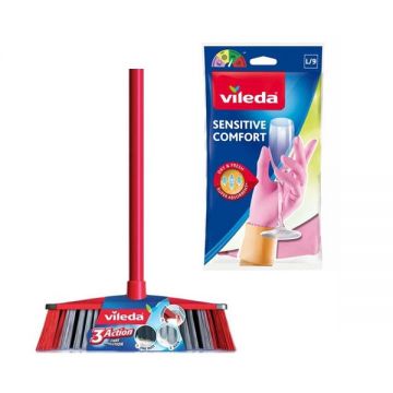 Vileda 3 Action Broom+ Sensitive Large Gloves