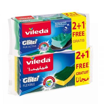 Vileda 3pc Sponge +3 Pc Glitzi