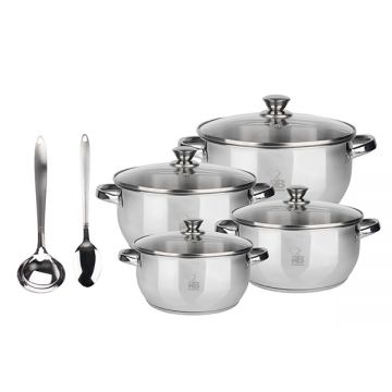 Renberg Stainless Steel Silver Cookware 10 Pc Set