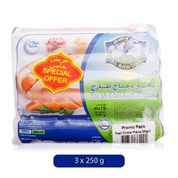 Al Rawdah Fresh Chicken Franks 3x250gm