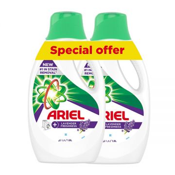 Ariel High Density Liquid Detergent Core Plus Lavender 2x1.8 Liter