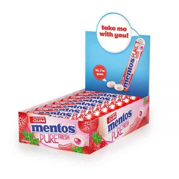 Mentos Pf Gum Rolls Strawbery