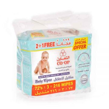 Co-op Baby Wipes 2+1x72s